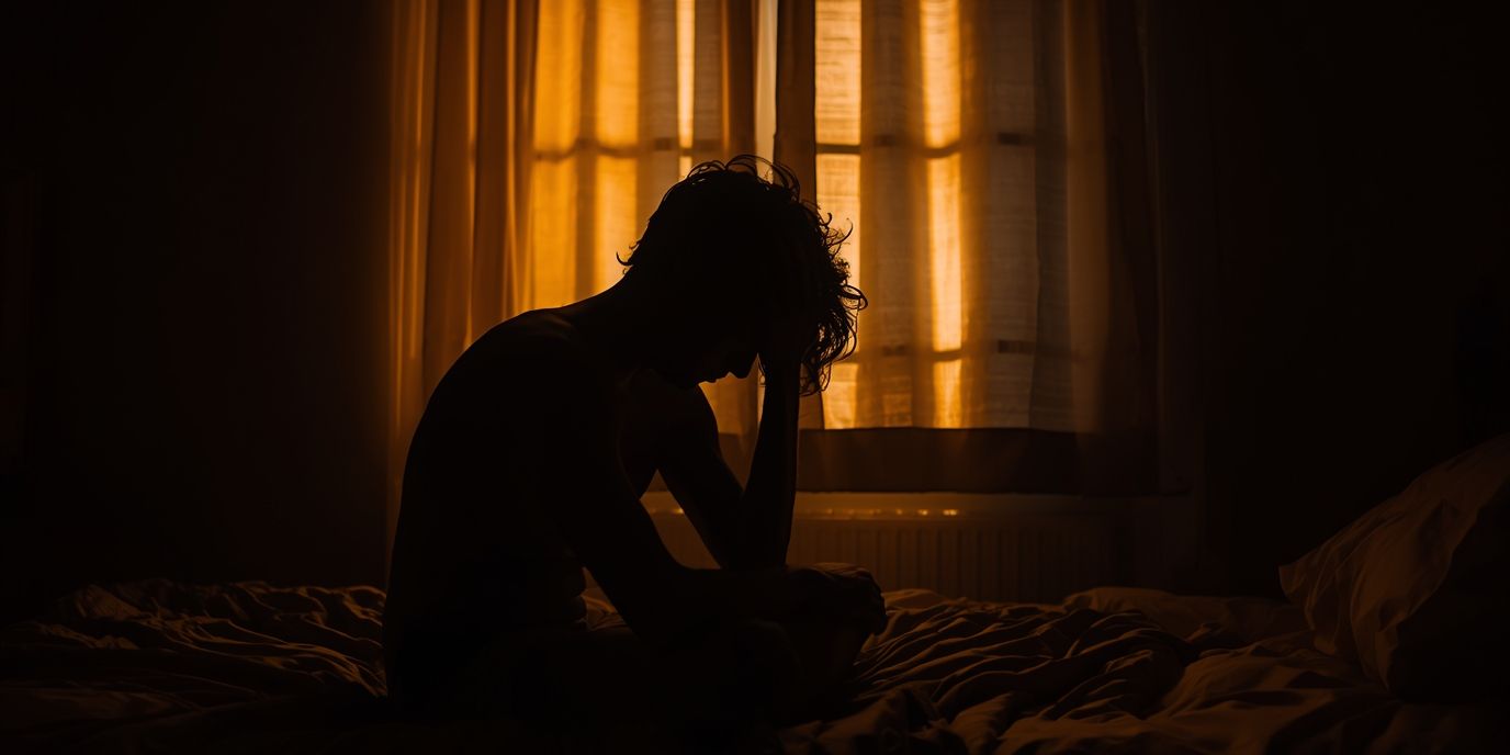 Young person looking at climate change news showing environmental disasters, representing eco-anxiety and climate stress among youth