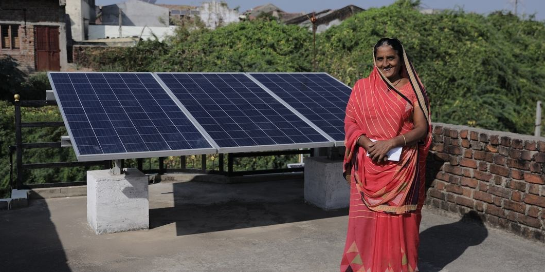 Young Indian climate entrepreneur presenting sustainable innovation at a startup pitch