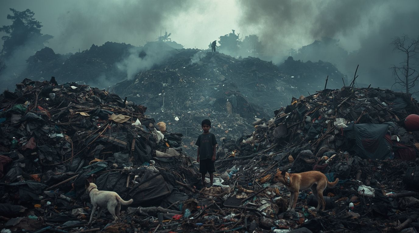 Ghazipur landfill mountain of plastic and waste towering over Delhi skyline