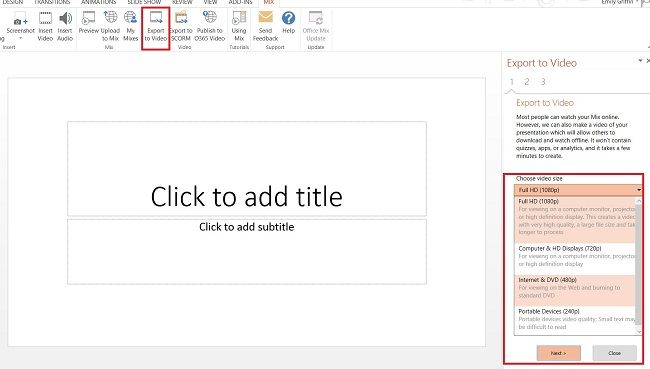 PowerPoint Export to Video