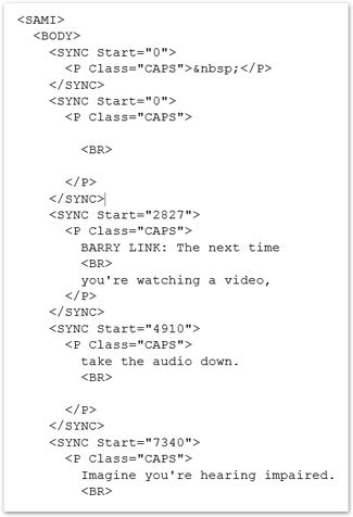 SAMI or SMI caption file