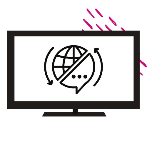 Translation and subtitle symbol on video screen