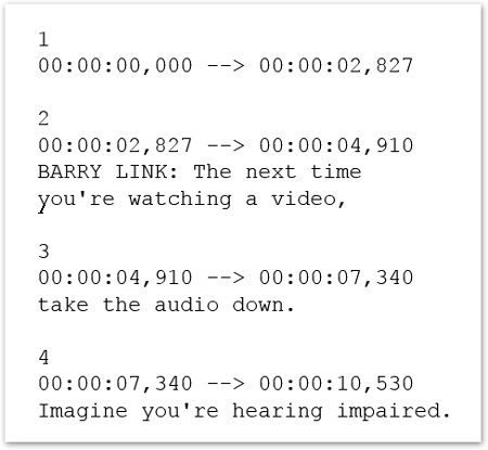 SRT caption file