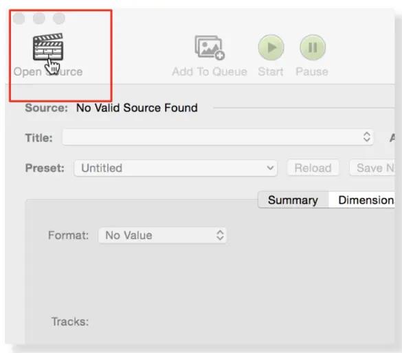 Open Handbrake and import source media.