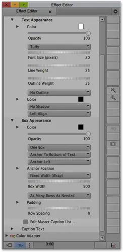 Screenshot of Effect Editor window open in Avid Media Composer