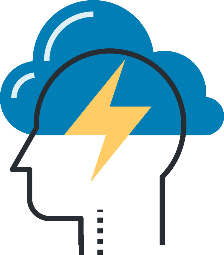 head with cloud and lightbulb