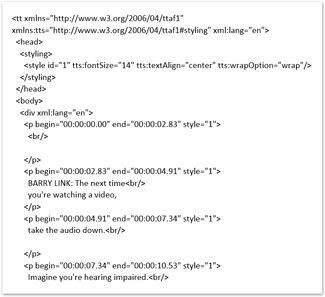 DFXP caption file