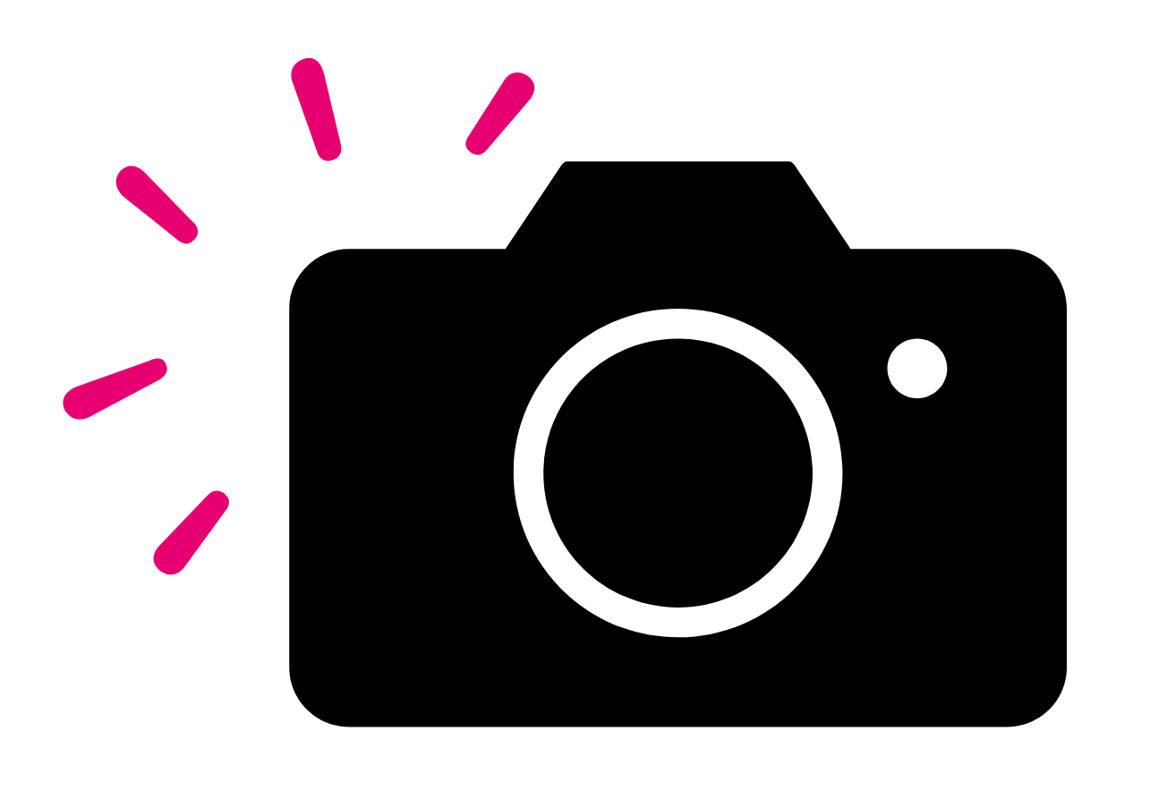 Camera icon with lines indicating a flash