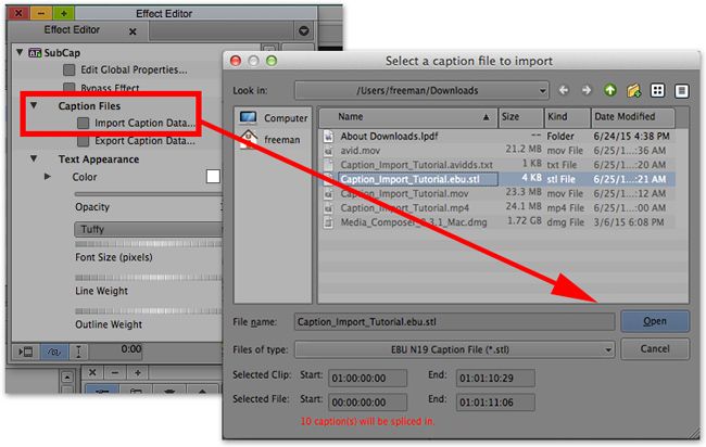 Import your caption file to Avid