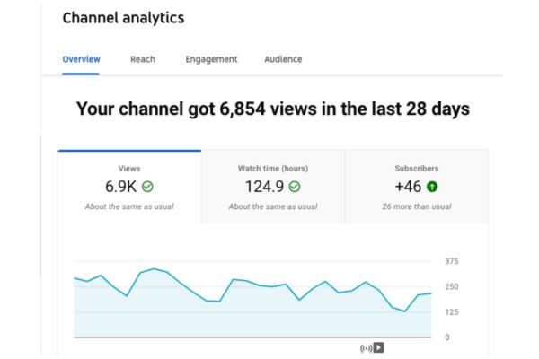 YouTube channel analytics dashboard