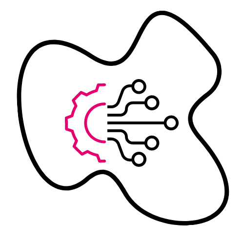 Half a gear with lines coming out of it