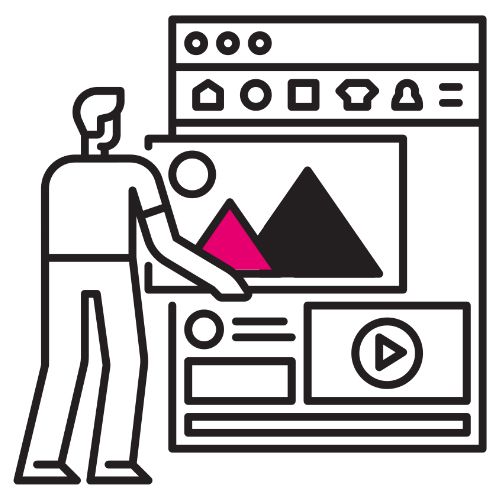 A person placing parts of a video together