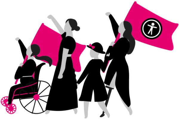 People with disabilities marching together