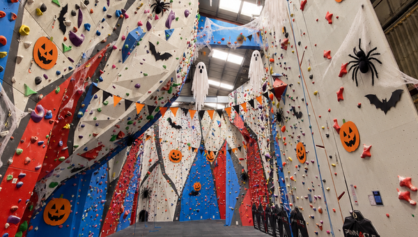 The Pinnacle Climbing Centre decorated for Halloween