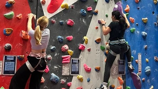 Women climbing at The Pinnacle Climbing Centre ladies night