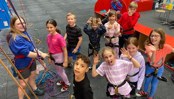 Children on a holiday climbing camp at The Pinnacle