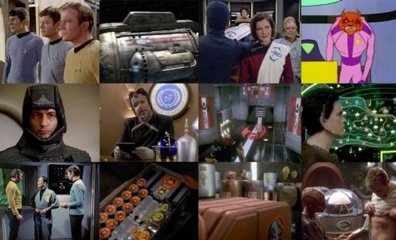 various screen shots of Star Trek shows
