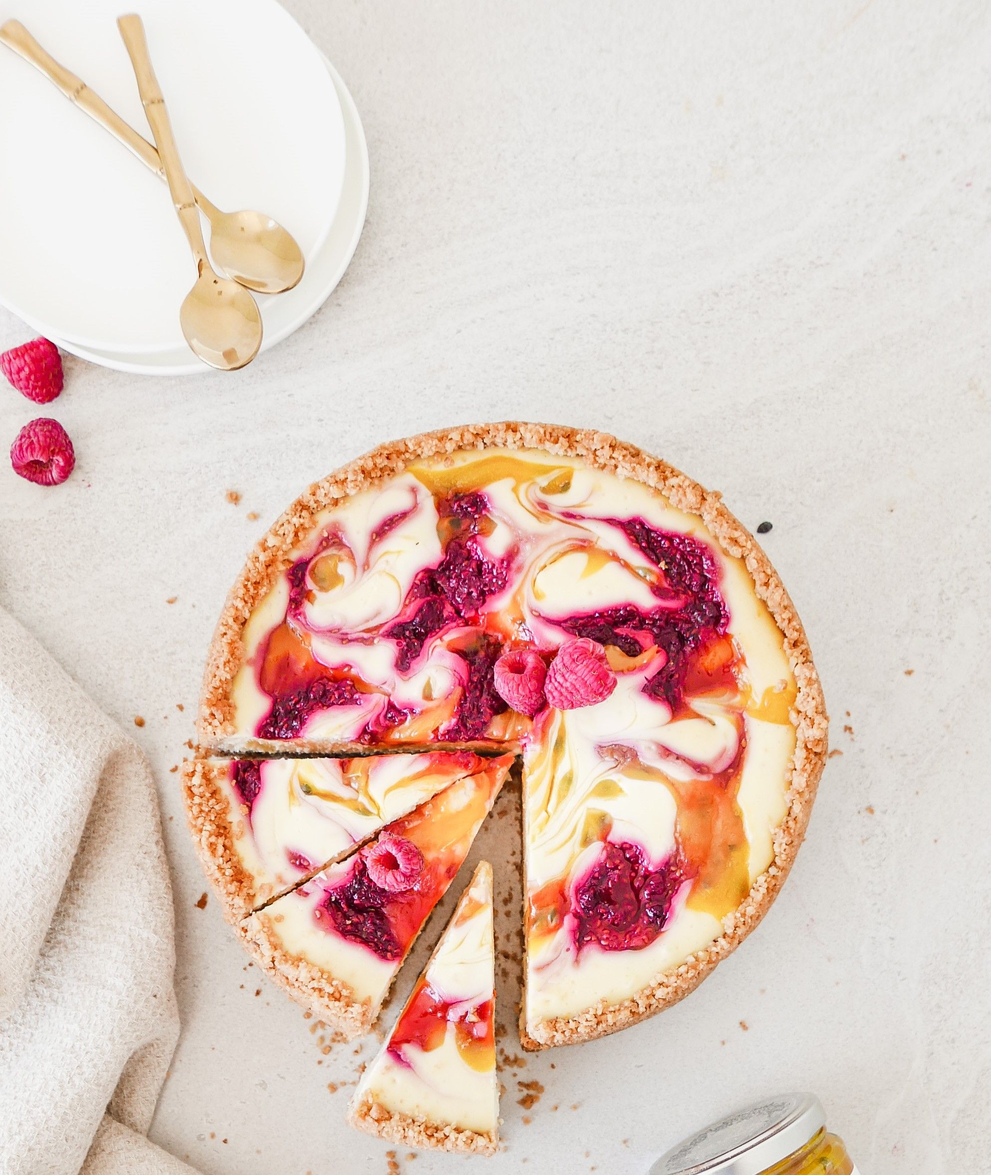 Passionfruit & Raspberry Baked Cheesecake Recipe Barker's of Geraldine