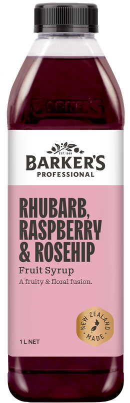 Barker's Professional Rhubarb, Raspberry & Rosehip Syrup 1L