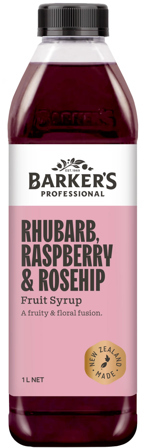 Barker's Professional Rhubarb, Raspberry & Rosehip Syrup 1L