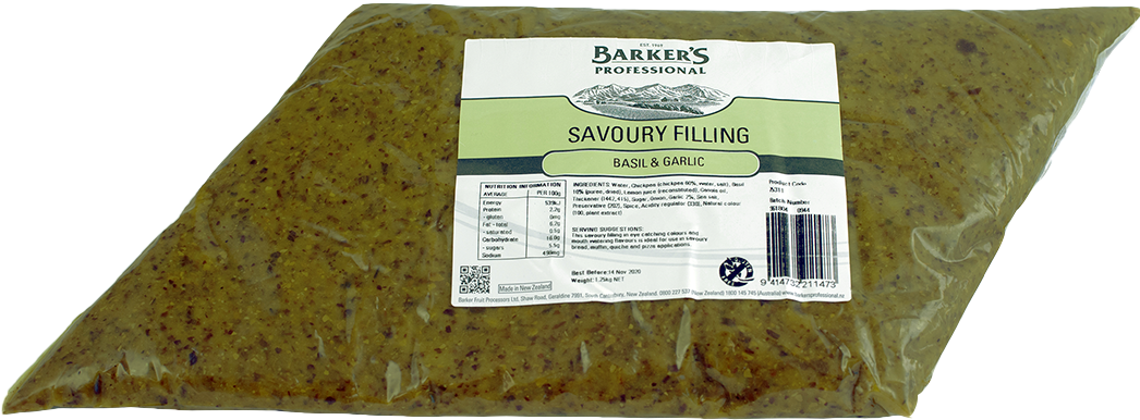Barker's Professional Basil & Garlic Savoury Filling 1.25kg