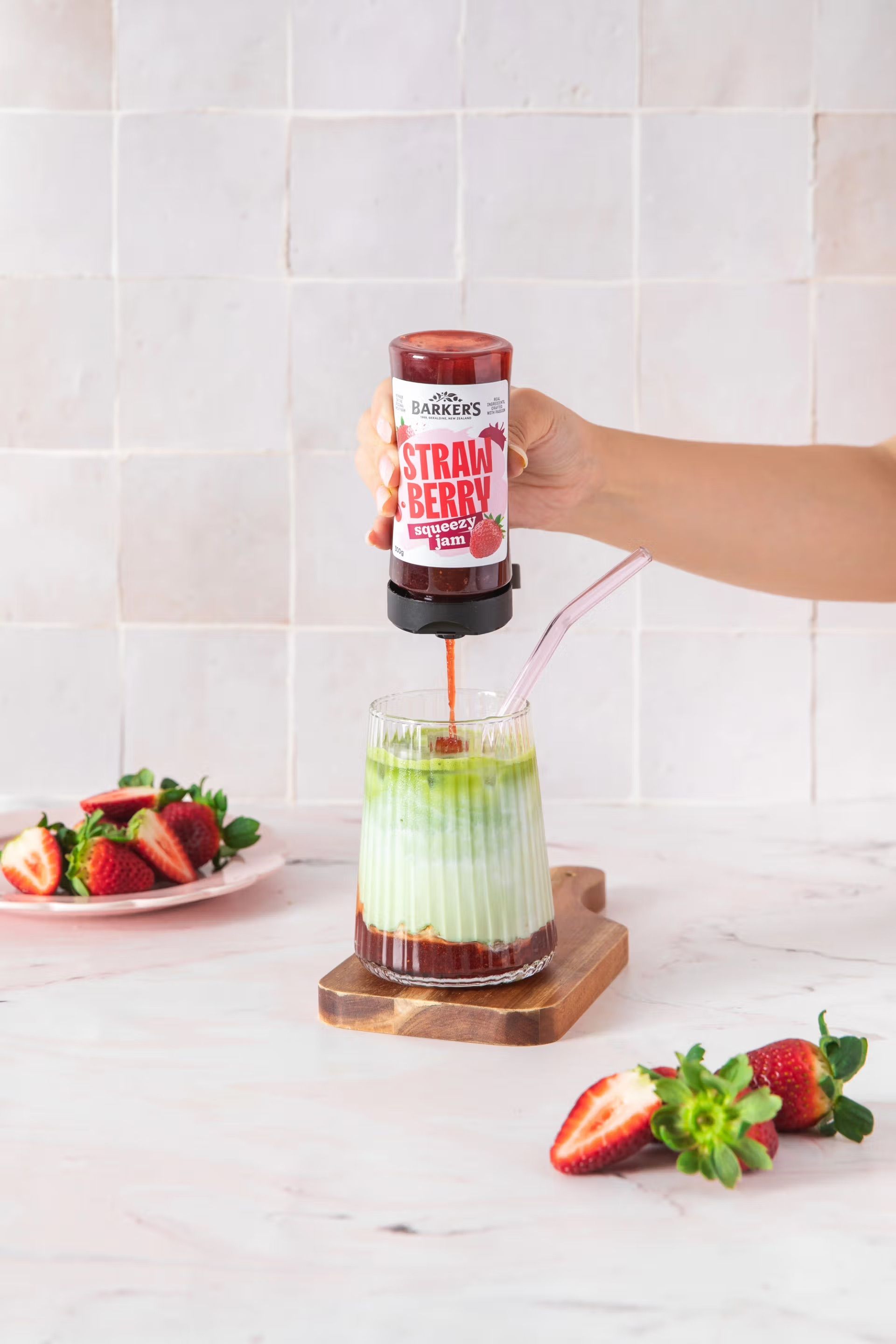 Recipe | Strawberry Matcha Latte | Barker's of Geraldine