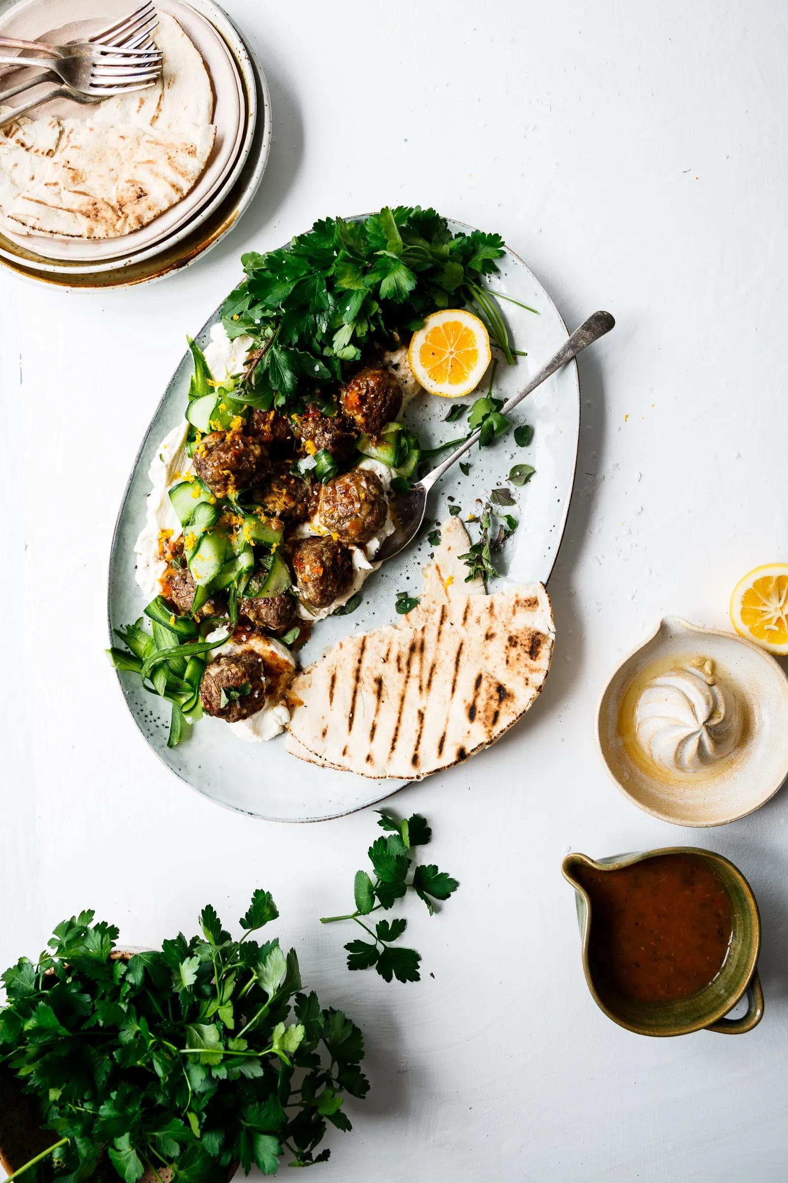 Lamb Meatballs on Whipped Ricotta Tzatziki | Recipe | Barker's of Geraldine