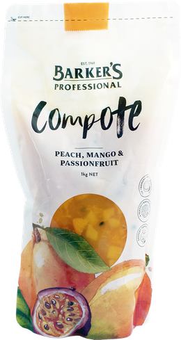 Barker's Professional Peach, Mango & Passionfruit Compote 1kg