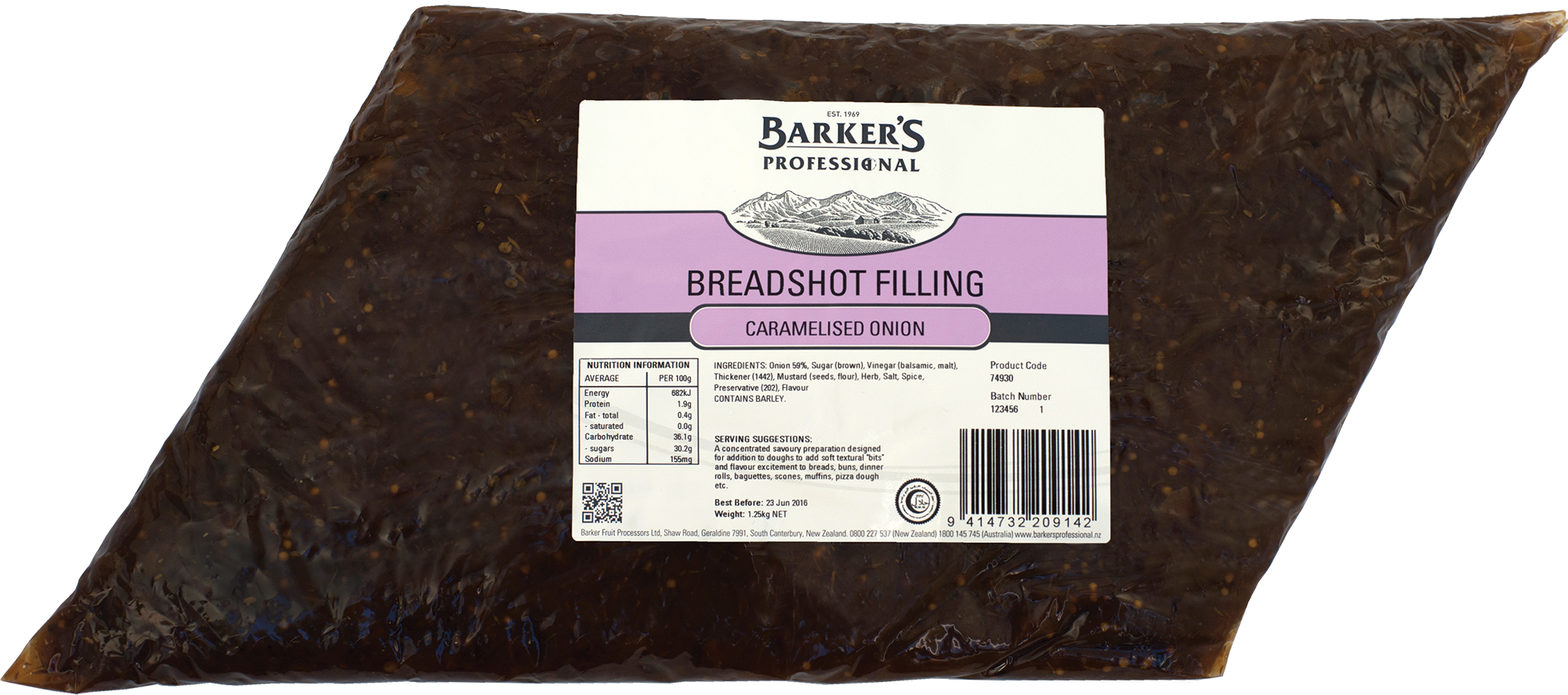 Barker's Professional Caramelised Onion Breadshot Filling 1.25kg