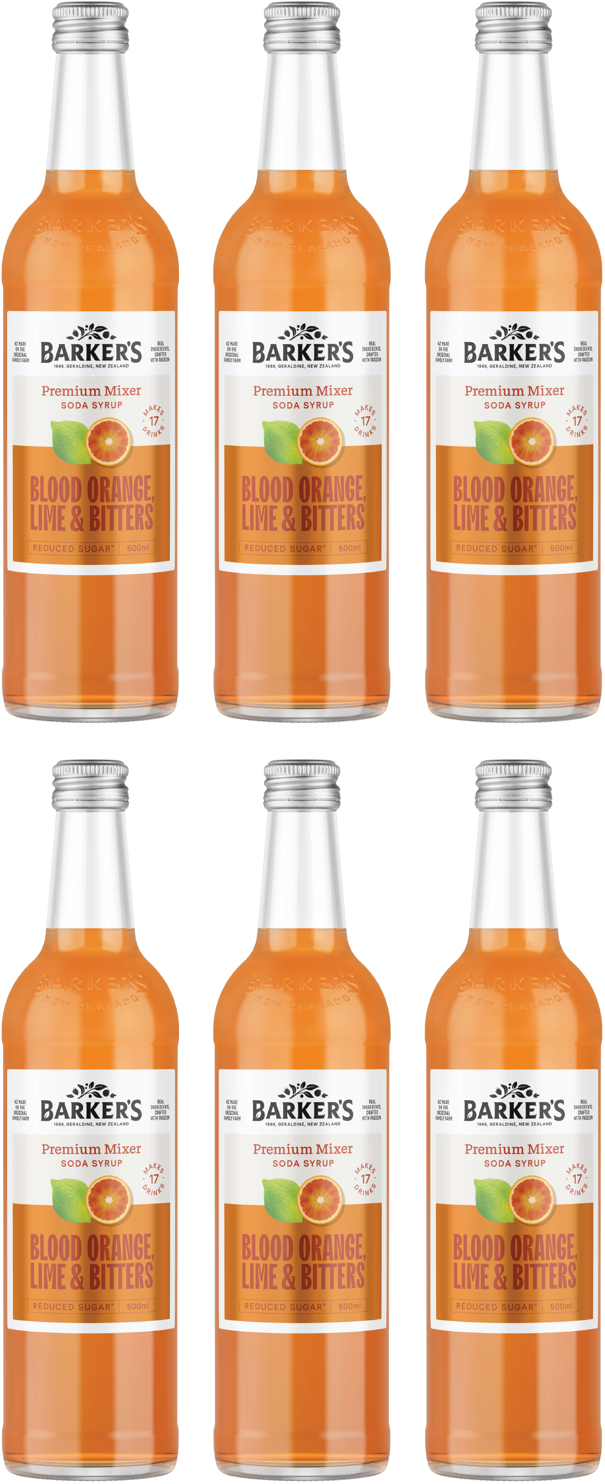 Blood Orange, Lime & Bitters Premium Mixer Soda Syrup (6x500ml)