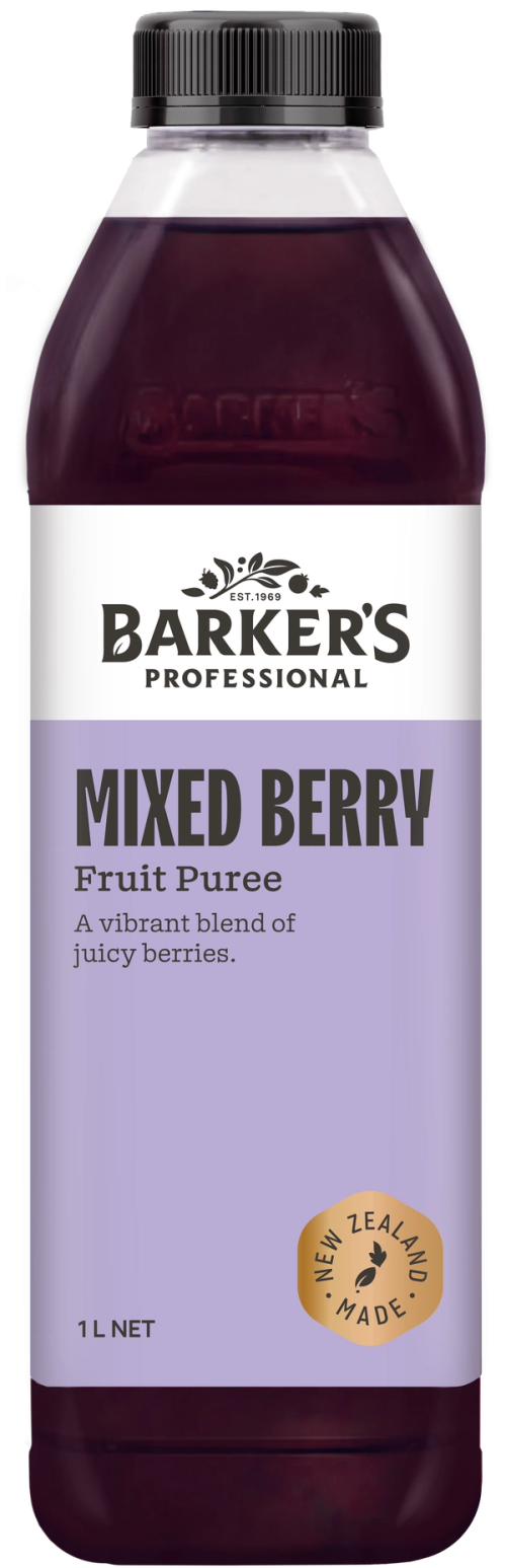 Barker's Professional Mixed Berry Fruit Puree 1L