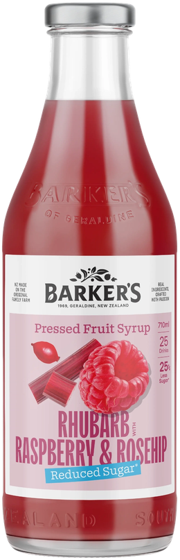 Rhubarb with Raspberry & Rosehip Reduced Sugar Fruit Syrup