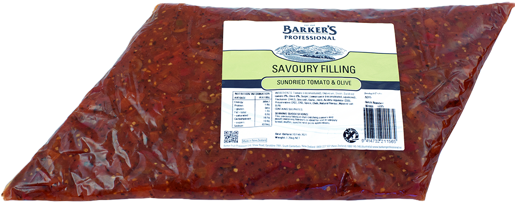 Barker's Professional Sundried Tomato & Olive Savoury Filling 1.25kg