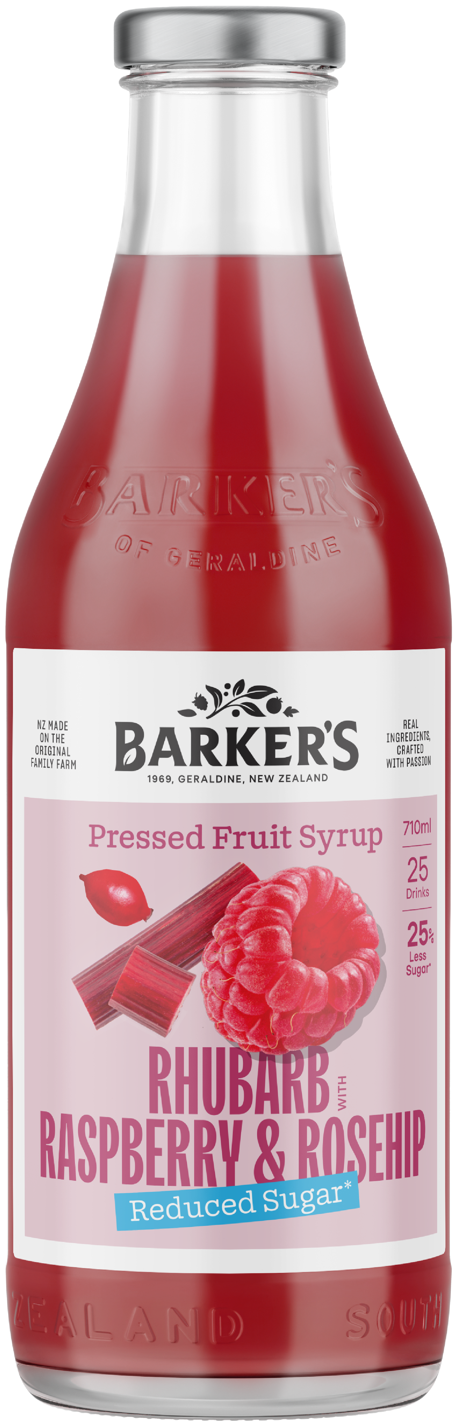 Rhubarb with Raspberry & Rosehip Reduced Sugar Fruit Syrup
