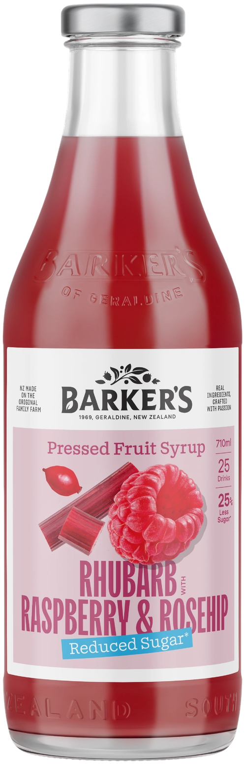 Rhubarb with Raspberry & Rosehip Reduced Sugar Fruit Syrup
