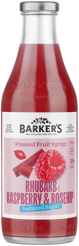 Rhubarb with Raspberry & Rosehip Reduced Sugar Fruit Syrup