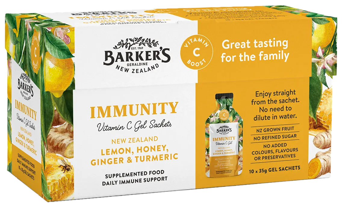 NZ Lemon, Honey, Ginger & Turmeric Immunity Gel (10 Pack)