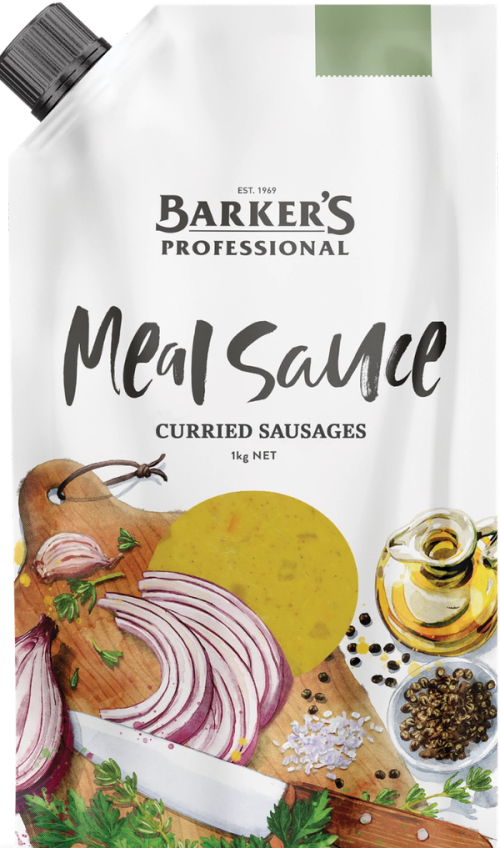 Barker's Professional Curried Sausages Meal Sauce 1kg