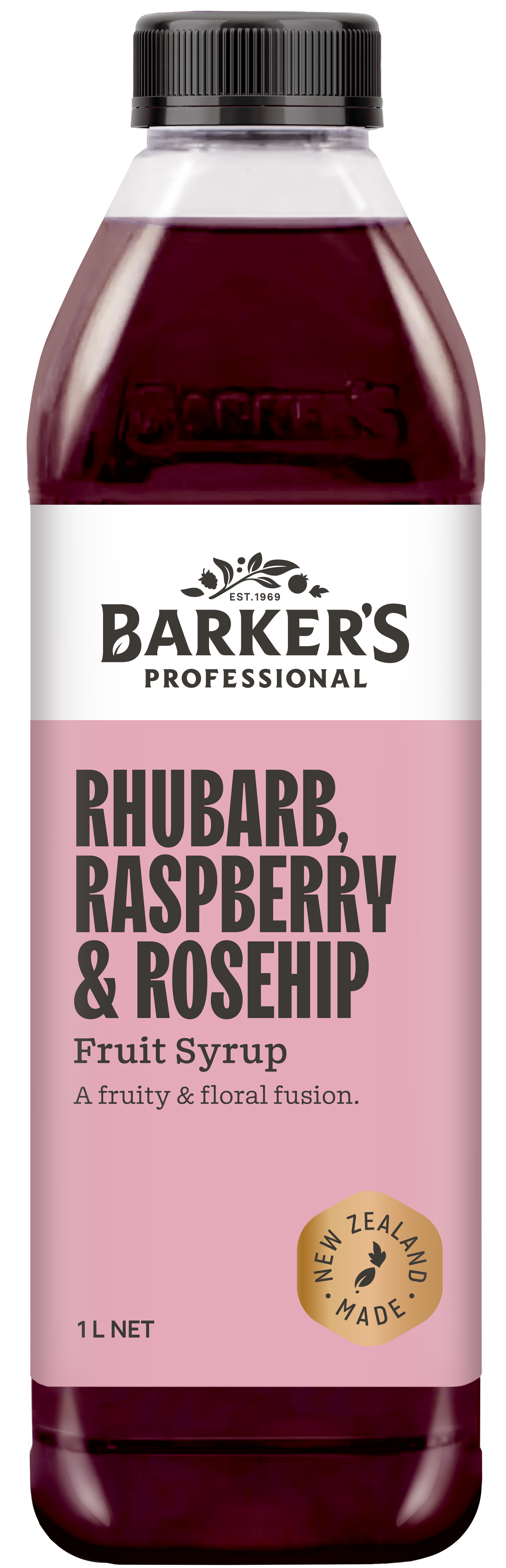 Barker's Professional Rhubarb, Raspberry & Rosehip Syrup 1L