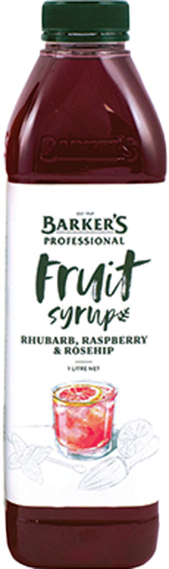 Barker's Professional Rhubarb, Raspberry & Rosehip Syrup 1L