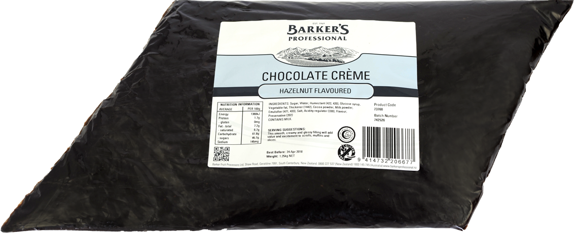 Barker's Professional Chocolate Hazelnut Flavoured Creme 1.25kg