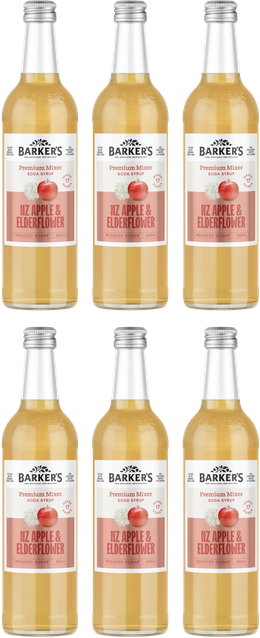 NZ Apple & Elderflower Premium Mixer Soda Syrup (6x500ml)