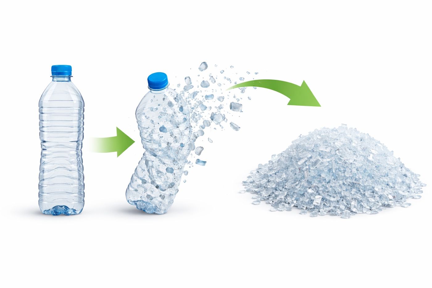 Le processus complet : transformer les bouteilles PET en flocons, granulés et feuilles propres