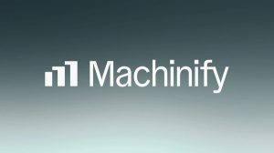 Machinify logo on a teal gradient background.