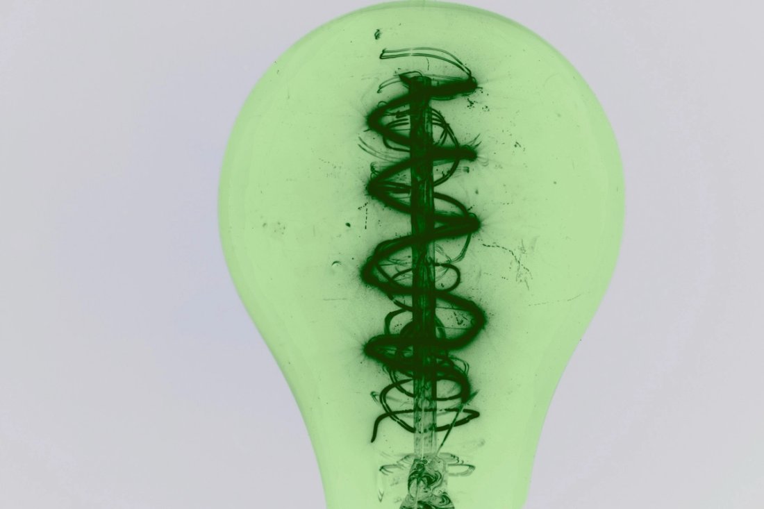 A green lightbulb.