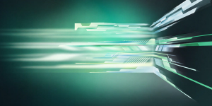 A series of green and grey lines against a dark background turning a corner and heading left.