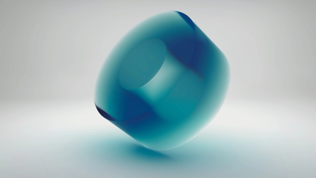 A dark teal abstract cylinder
