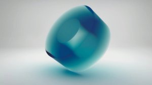 A dark teal abstract cylinder