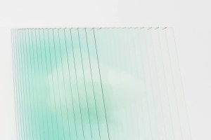 Green translucent panels stacked.