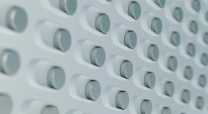 Rows of switches on a grey background.